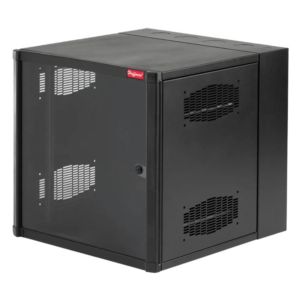 Gabinete AccessPlus de 12 UR Montaje en Pared de 19in, Rieles Numerados y Roscados #10-32, Puerta con Ventana de Seguridad, 600 mm de Ancho, 762 mm de Profundidad, 12 UR, Color Negro