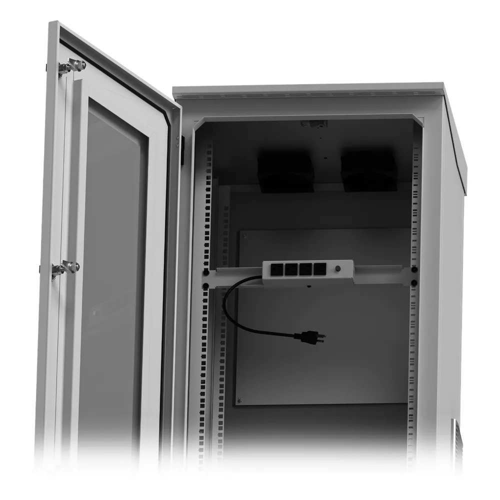 Gabinete de Piso para Exterior con Ventiladores y Termostato con Rack de 19" de 16 U + Espacio para Baterías, Se envía el Gabinete Armado. – vista 6