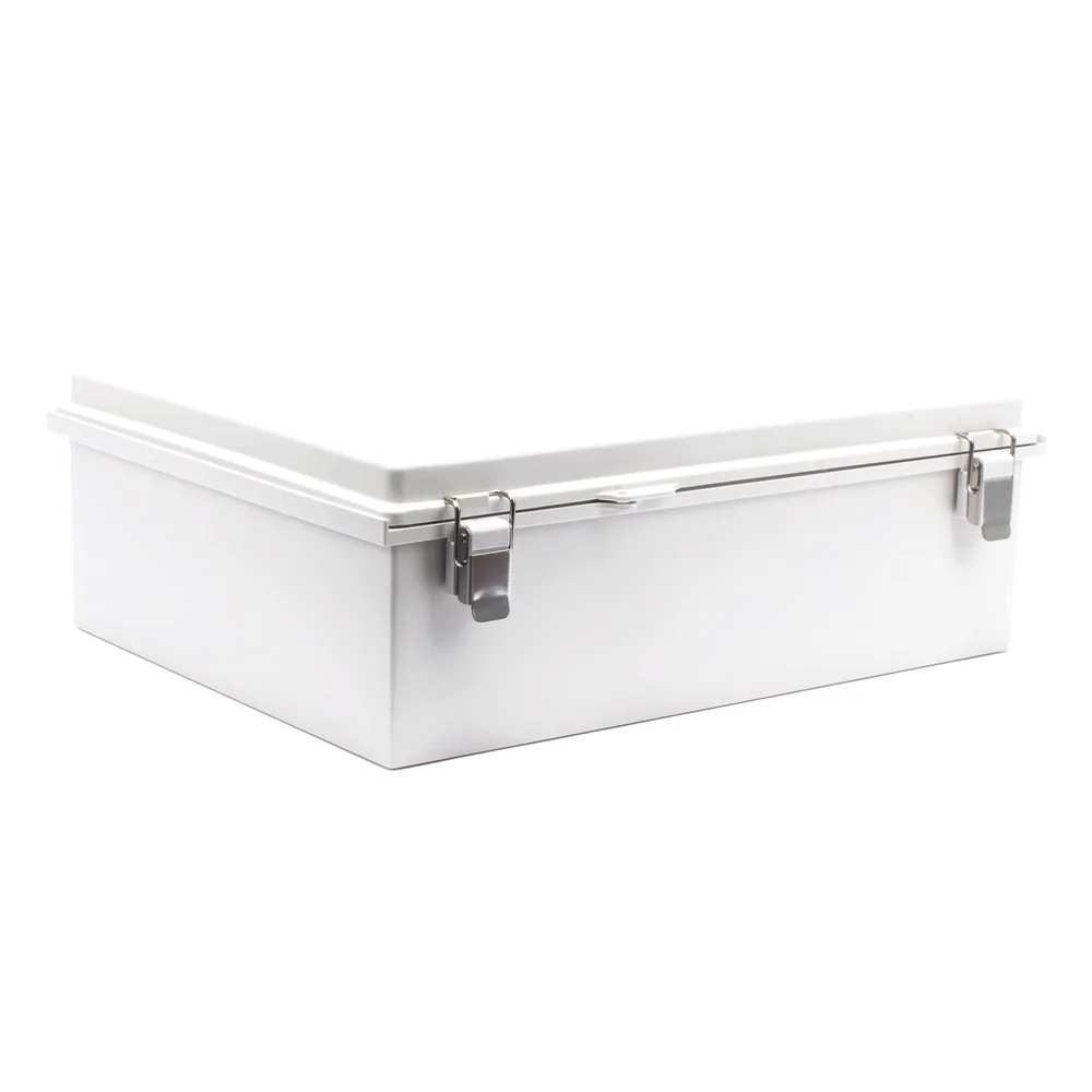 Gabinete de Plástico ABS, Uso en Intemperie IP66 (350 x 460 x 160 mm) Cierre por Broche Inoxidable y Permite Cerrado con Candado y Llave (Perno 5mm) No Incluido