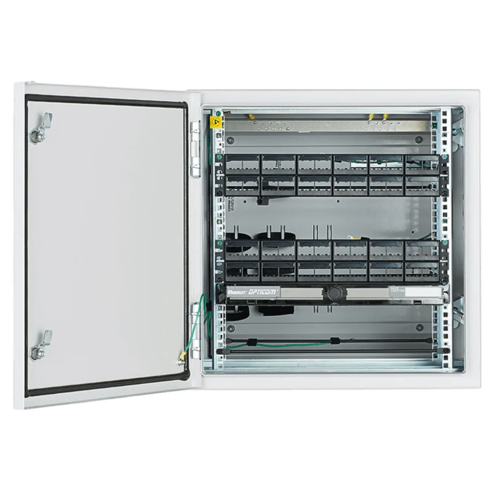 Gabinete Industrial Preconfigurado de Montaje en Pared, Fabricado en Acero Bajo en Carbono, Protección NEMA 4/4X/12 IP66, de 12 UR, Color Gris