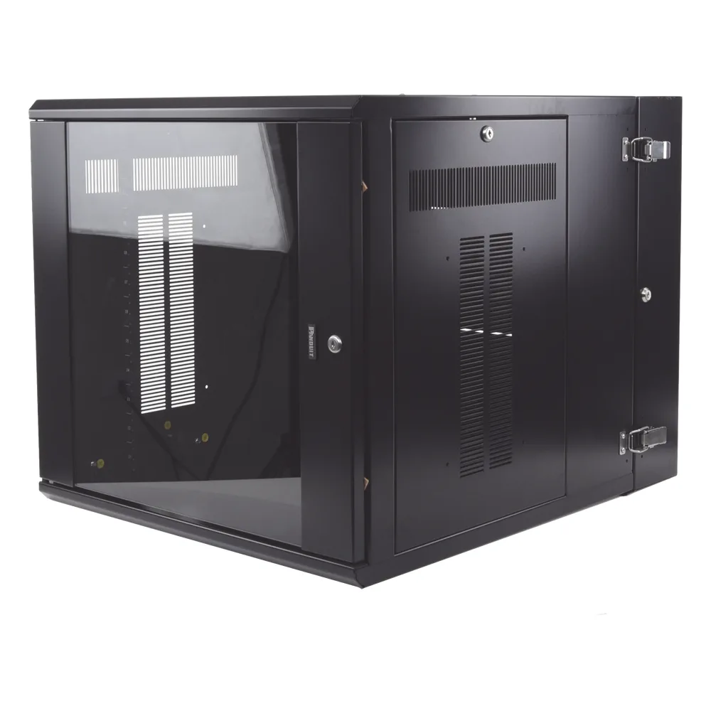 Gabinete PanZone de Montaje en Pared, de 19in, Puerta con Ventana de Seguridad, 12 UR, 762mm de Profundidad, Color Negro – vista 4