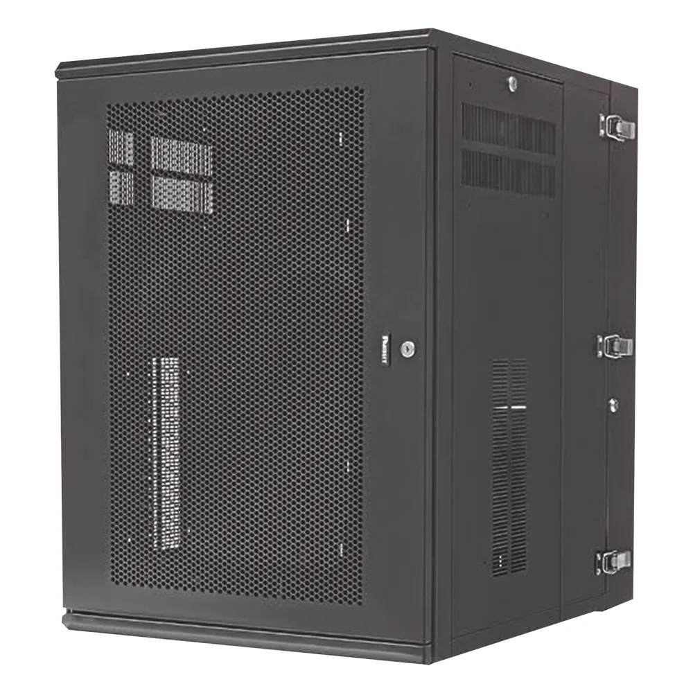 Gabinete PanZone de Montaje en Pared, de 19in, Puerta Ventilada, 18 UR, 762mm de Profundidad, Color Negro