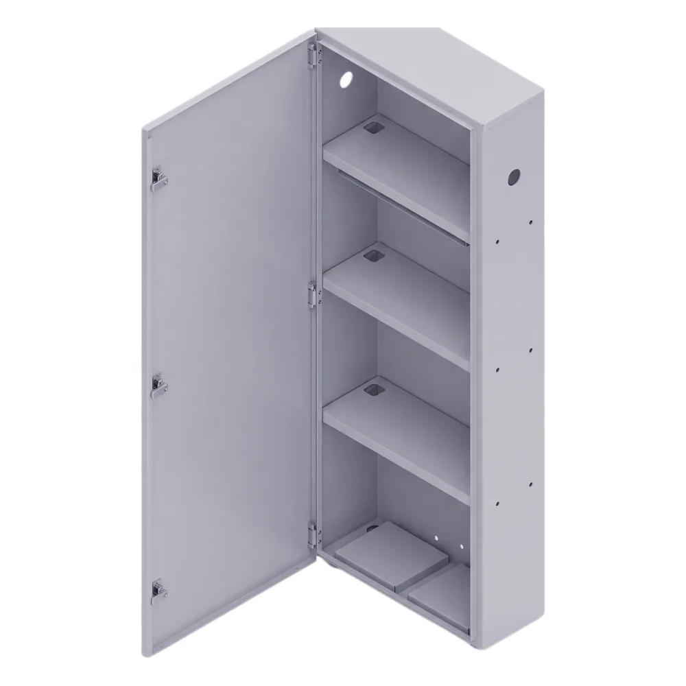 Gabinete para instalación de 4 Baterías , Fabricado en Lámina Galvanizada, Accesorios para poste (No incluidos)