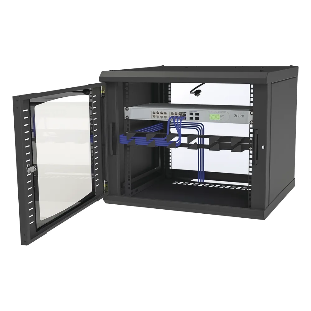 Gabinete para Montaje en Pared Fijo, con 9 Unidades de Rack, de 19in, Puerta de Cristal Templado, Fabricado en Acero – vista 13