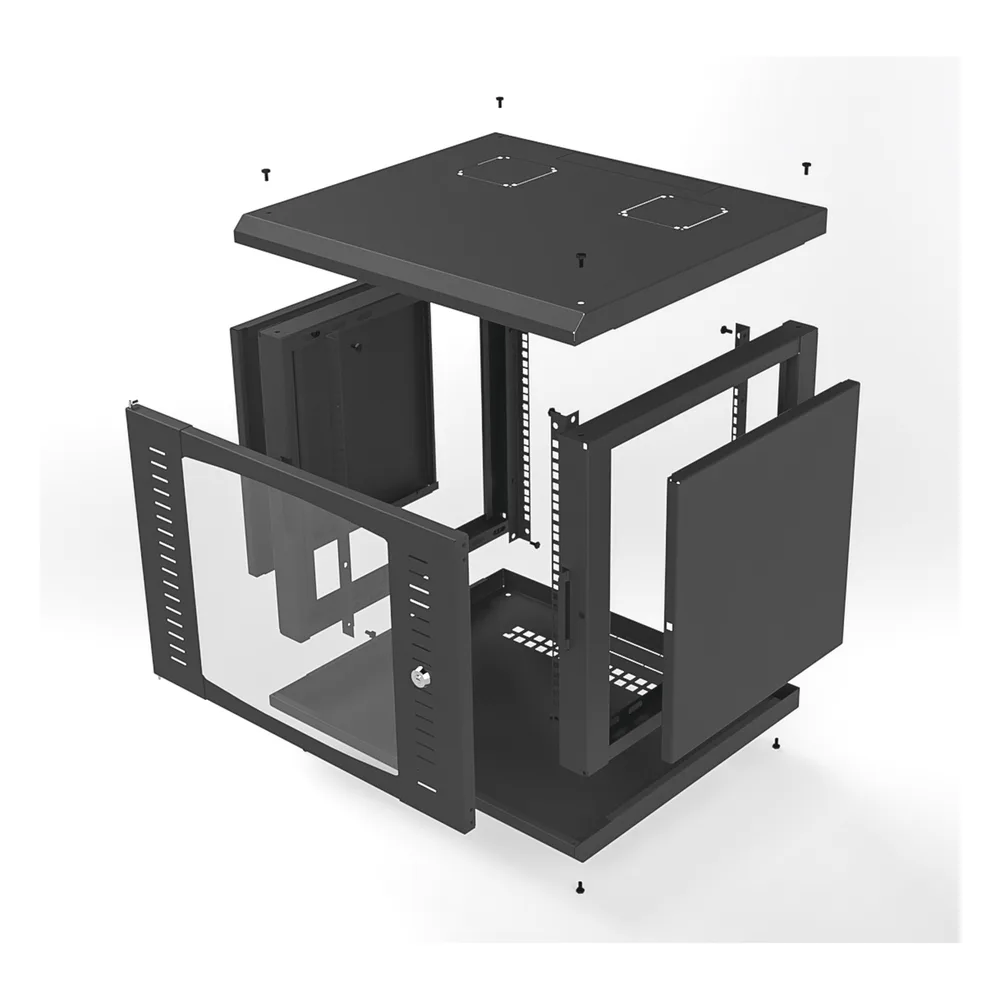 Gabinete para Montaje en Pared Fijo, con 9 Unidades de Rack, de 19in, Puerta de Cristal Templado, Fabricado en Acero – vista 16