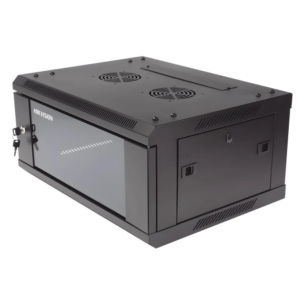 Gabinete para Montaje en Pared - Piso / Puerta de Cristal Templado / Cuerpo Fijo / 4 Unidades de Rack / 19" / Fabricado en Acero