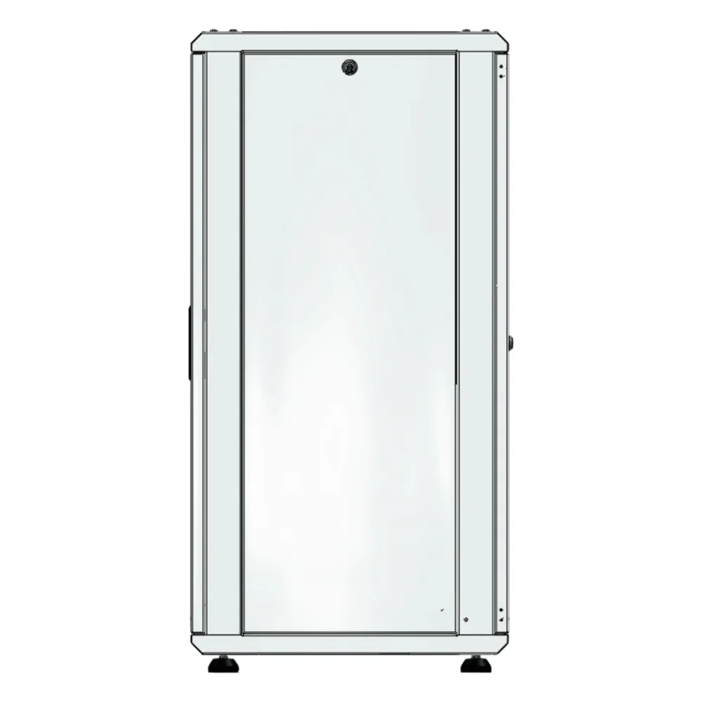 Gabinete Rack 24 Unidades / 19 Pulgadas / Puerta de Cristal / Piso / Acero Calibres 16-18-20 / 750 Kg Carga / 600x605x1190 mm (23.6x23.8x46.9 in) / Vidrio con Cerradura, Niveladores Incluidos – vista 3