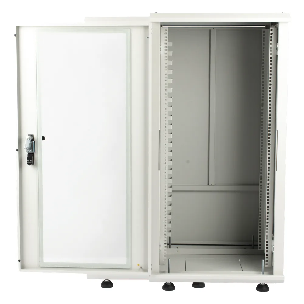 Gabinete Rack 24 Unidades / 19 Pulgadas / Puerta de Cristal / Piso / Acero Calibres 16-18-20 / 750 Kg Carga / 600x605x1190 mm (23.6x23.8x46.9 in) / Vidrio con Cerradura, Niveladores Incluidos – vista 4