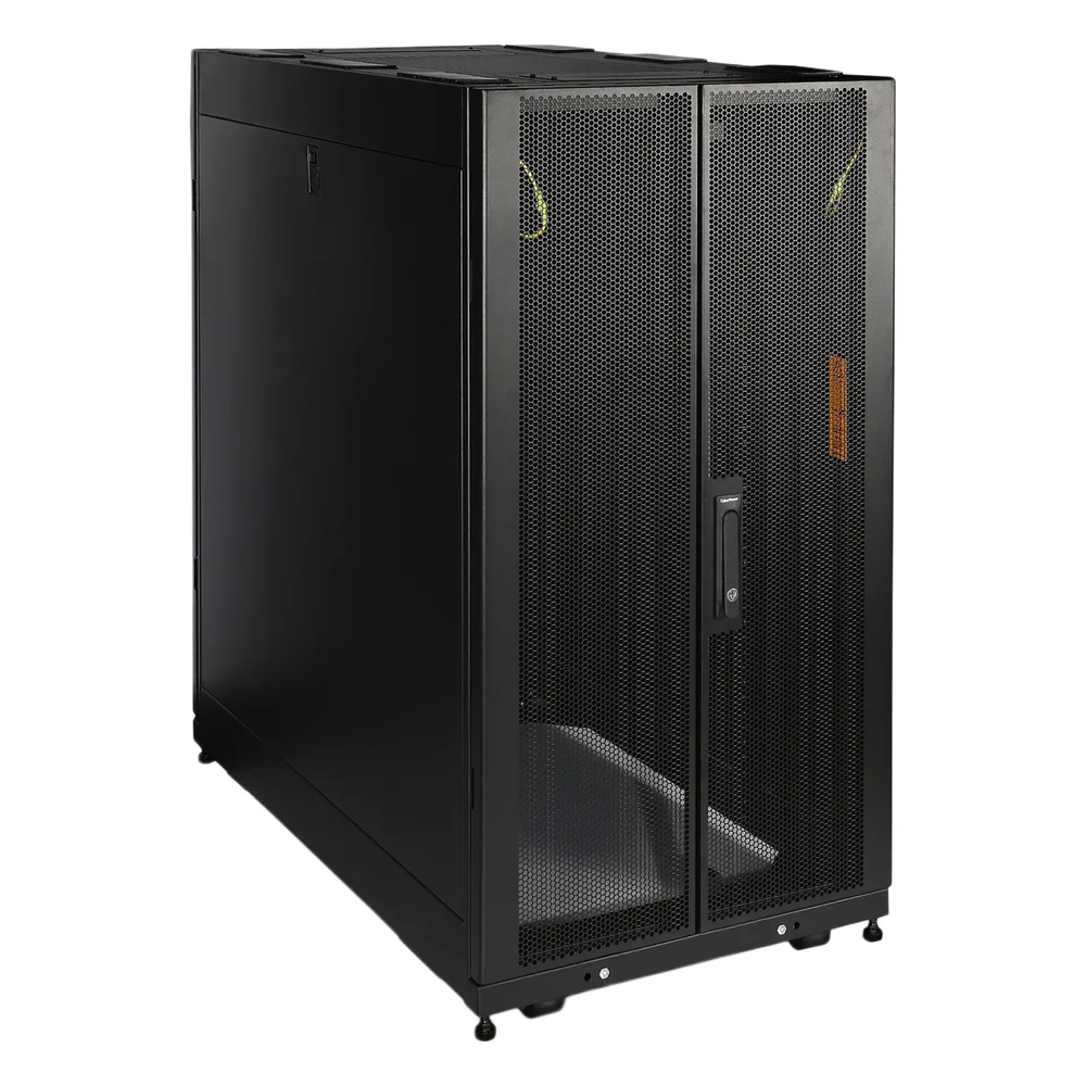 Gabinete Rack 24U / Montaje en Pared o Piso / Carga Estática 1,365 kg / Puerta Perforada Hexagonal / Rieles Ajustables / Negro – vista 2