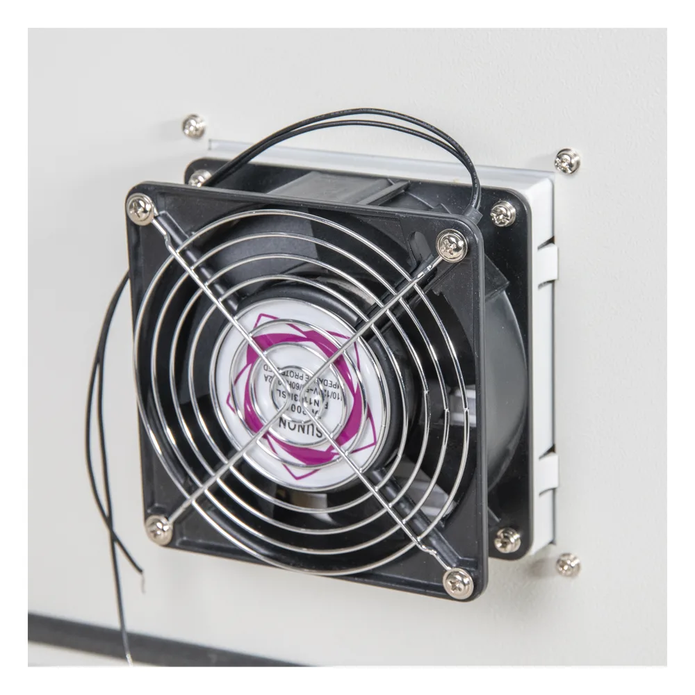 Gabinete Ventilado de Acero IP55 Uso en Exterior (593 x 609 x 399 mm) con Placa Trasera Interior Metálica y Compuerta Inferior Atornillable. Incluye Ventilador, Ventilas, filtros, Terminal de Tierra Física, Chapas y Ll – vista 7