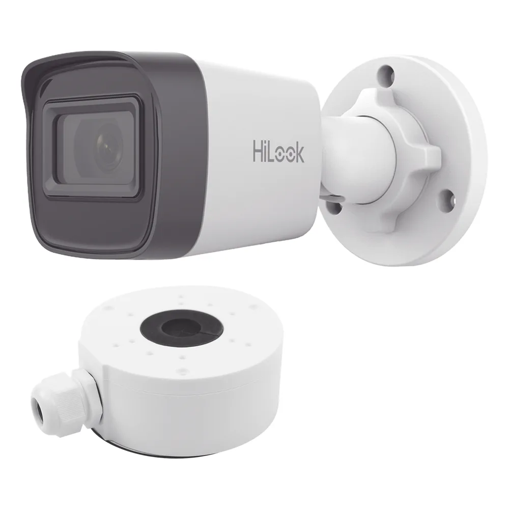 HiLook Series / Bala IP 4 Megapixel / 20 mts IR / Exterior IP67 / PoE / dWDR / Lente 2.8 mm + Caja de conexión DS-1280ZJ-XSP