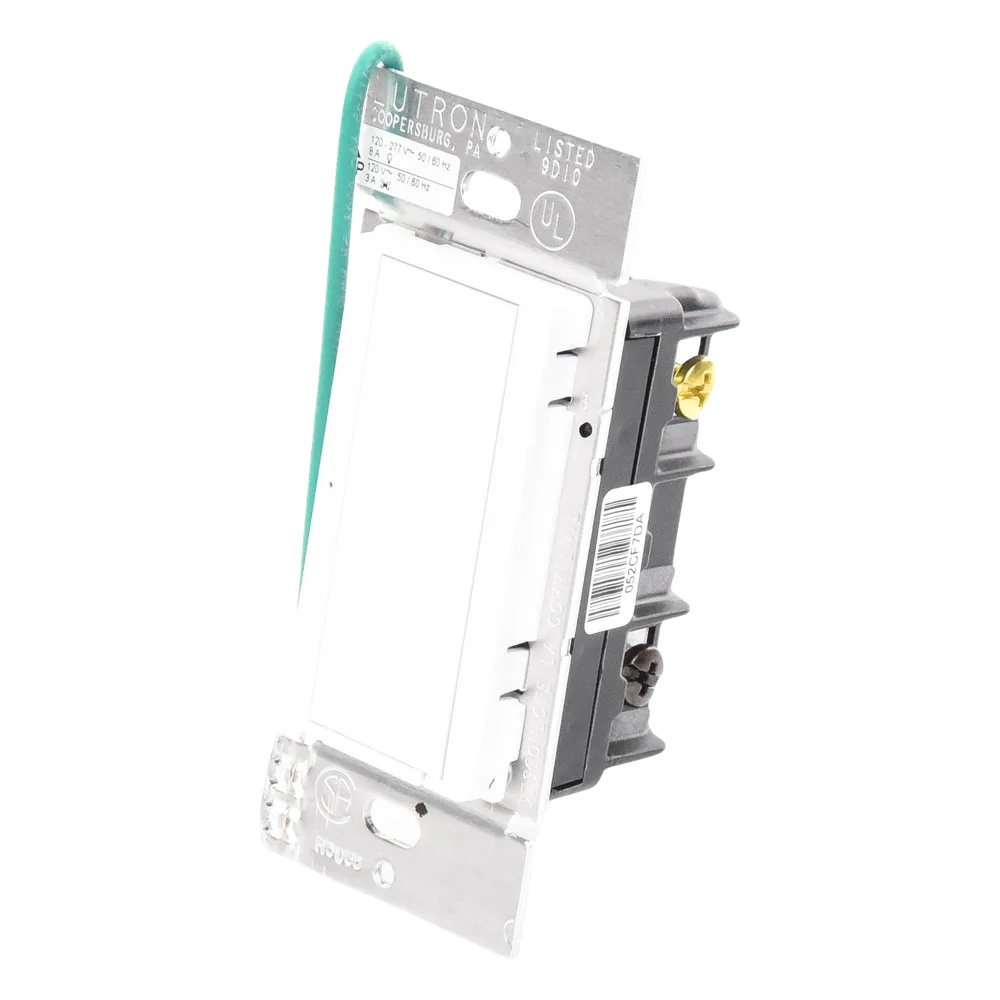 Interruptor de pared on/off para sistema RadioRA 2, doble voltaje 120/277 V, 8 A en iluminación y motores de 1/10 HP (3 A), dos hilos sin cable neutro, unipolar o multilocalización – vista 3