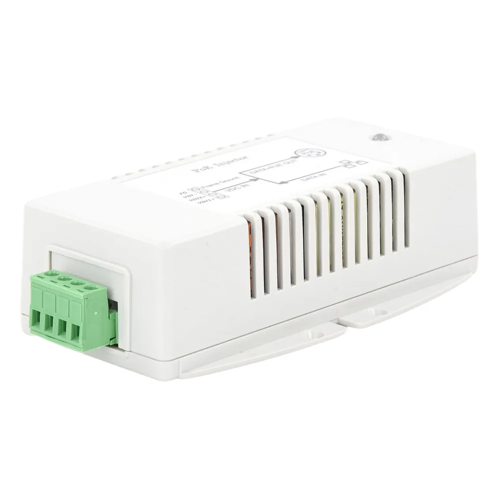 Inyector POE para Aplicación Solar, Entrada 18-36 Vcc, Salida en 56 Vcc, 802.3 af/at, 10/100/1000 Mbps, Hasta 35 Watts – vista 2