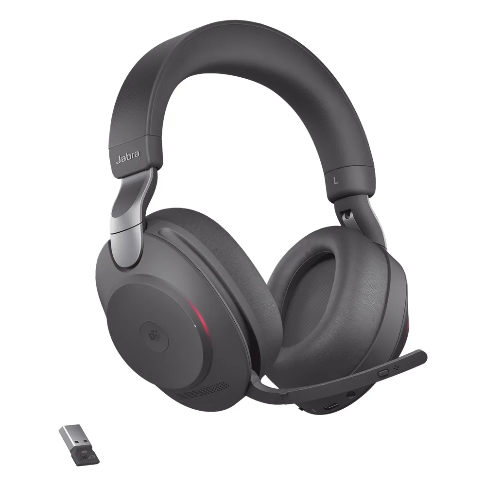Jabra Evolve2 85, Auricular stereo versión MS con cancelación de ruido activa, dongle USB-A indicador de ocupado (Busylight)(28599-999-999)