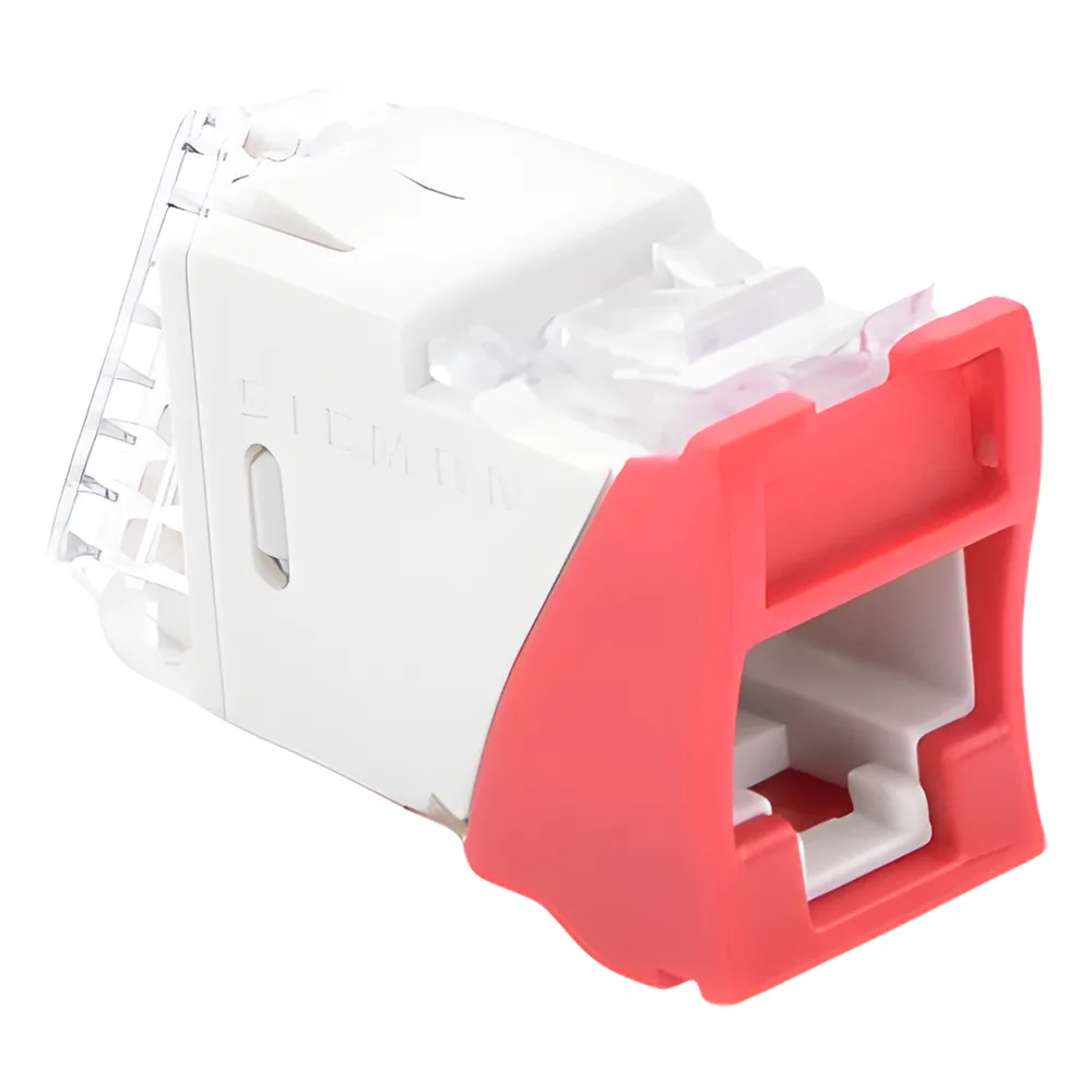 Jack Ultramax Cat5e, UTP, Montaje Híbrido en Placa de Pared (Plano y Angulado), Color Rojo, Punch Down – vista 5