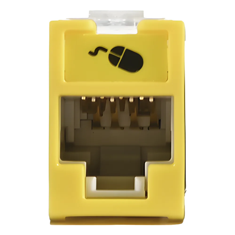 Jack Ultramax Cat6, UTP, Montaje Híbrido en Placa de Pared (Plano y Angulado), Color Amarillo, Punch Down