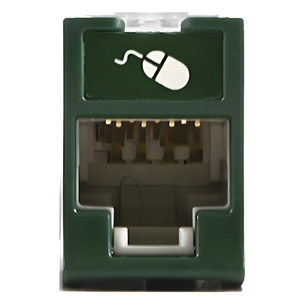 Jack Ultramax Cat6, UTP, Montaje Híbrido en Placa de Pared (Plano y Angulado), Color Verde, Punch Down