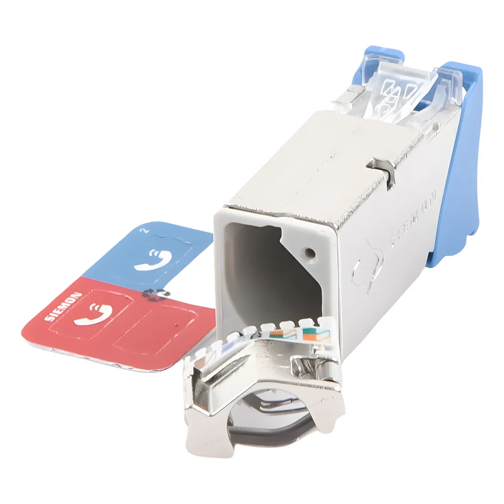 Jack Z-MAX Cat6A, Blindado, Montaje Híbrido en Placa de Pared (Plano y Angulado), Color Azul – vista 4