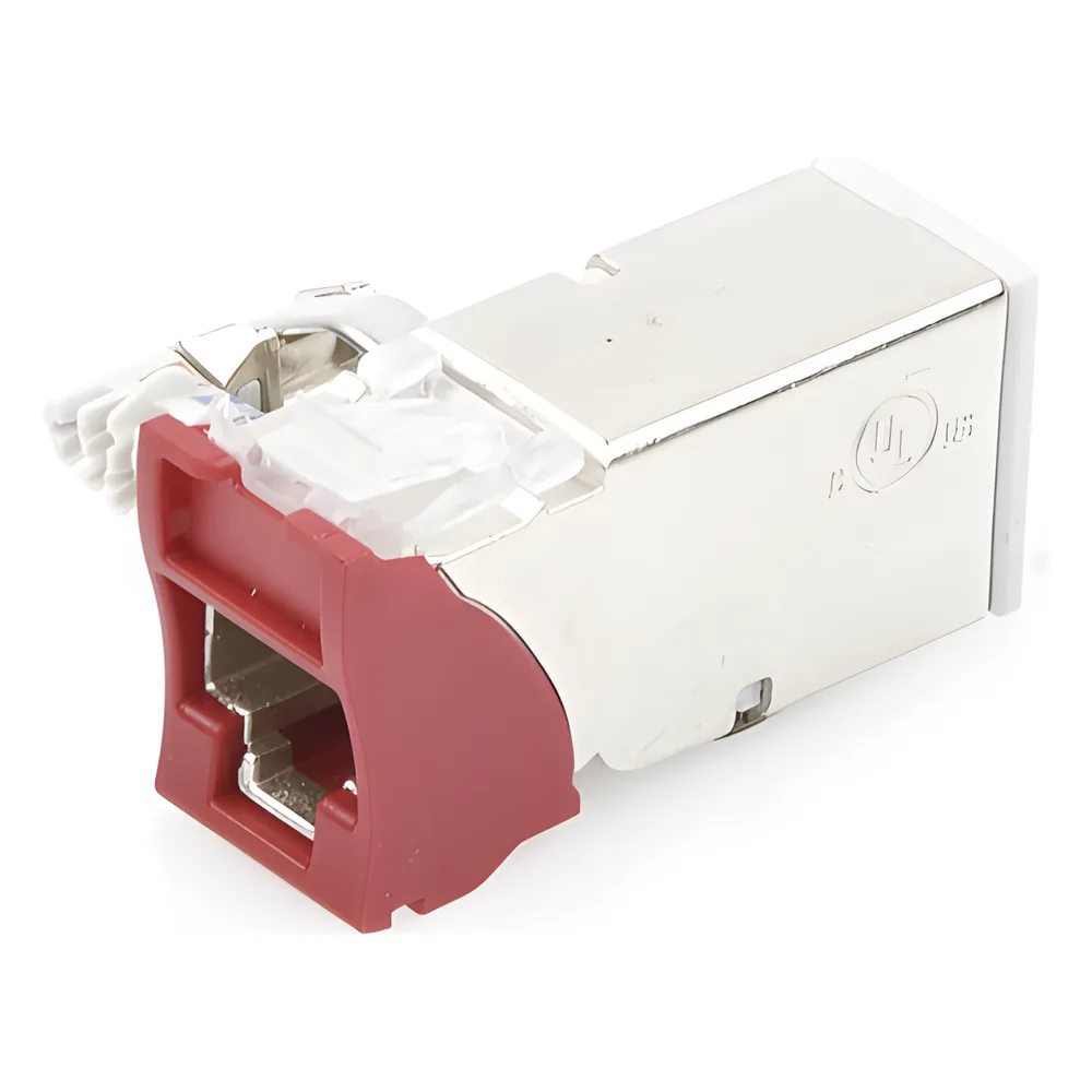 Jack Z-MAX Cat6A, Blindado, Montaje Híbrido en Placa de Pared (Plano y Angulado), Color Rojo – vista 4