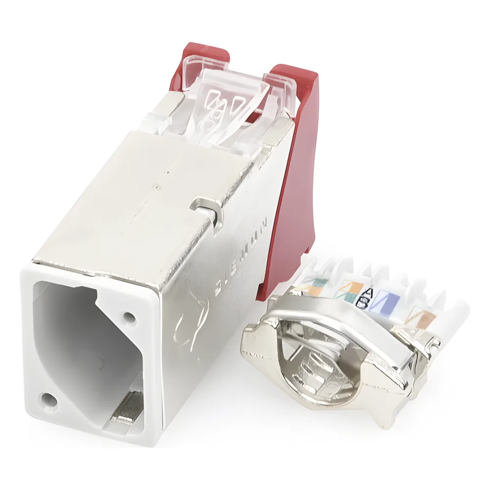 Jack Z-MAX Cat6A, Blindado, Montaje Híbrido en Placa de Pared (Plano y Angulado), Color Rojo – vista 5