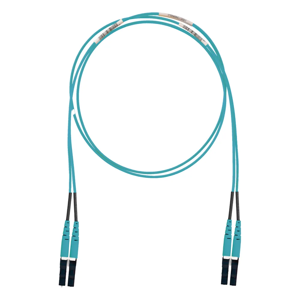 Jumper de Fibra Optica Multimodo 50/125 OM3, LC-LC Duplex, LSZH (Cero Halógenos), Color Aqua, 1 Metro (3.28 Pies)