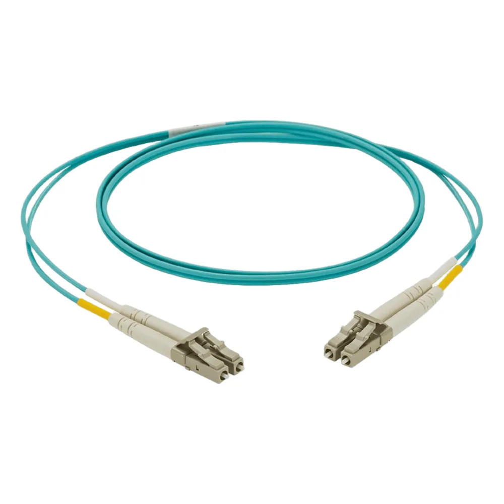 Jumper de Fibra Optica Multimodo 50/125 OM3, LC-LC Duplex, LSZH, Color Aqua, 3 Metros (9.84 Pies)