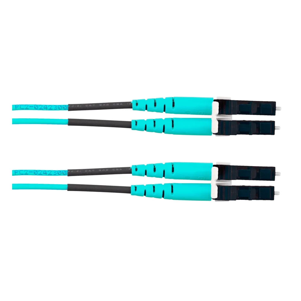 Jumper de Fibra Óptica Multimodo 50/125 OM4, LC-LC Duplex, OFNR (Riser), Color Aqua, 12 Metros (39.37 Pies) – vista 2