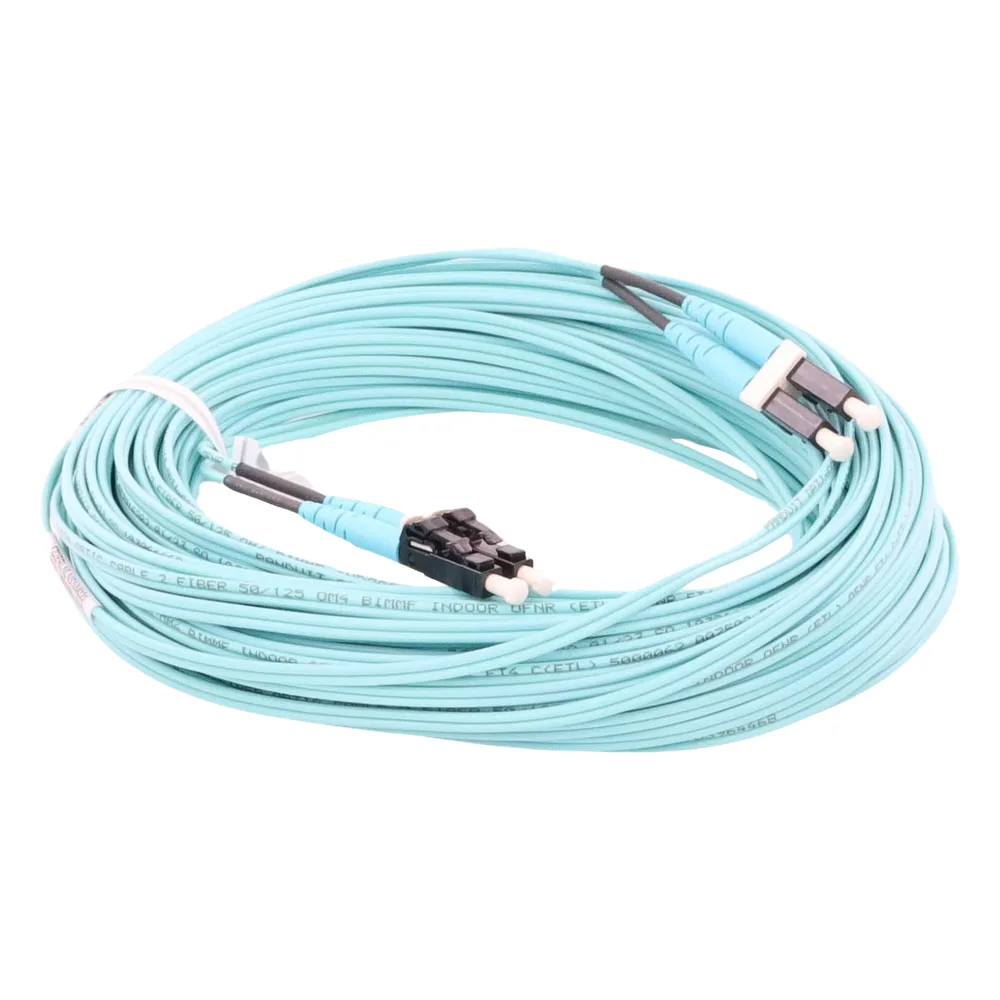 Jumper de Fibra Optica Multimodo 50/125 OM4, LC-LC Duplex, OFNR (Riser), Color Aqua, 20 Metros (65.62 Pies) – vista 2