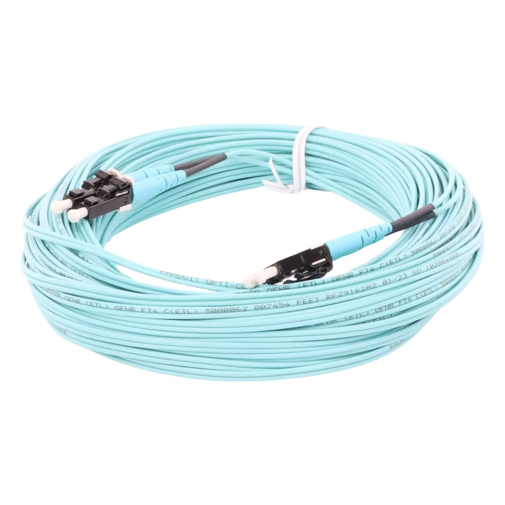 Jumper de Fibra Optica Multimodo 50/125 OM4, LC-LC Duplex, OFNR (Riser), Color Aqua, 20 Metros (65.62 Pies) – vista 5