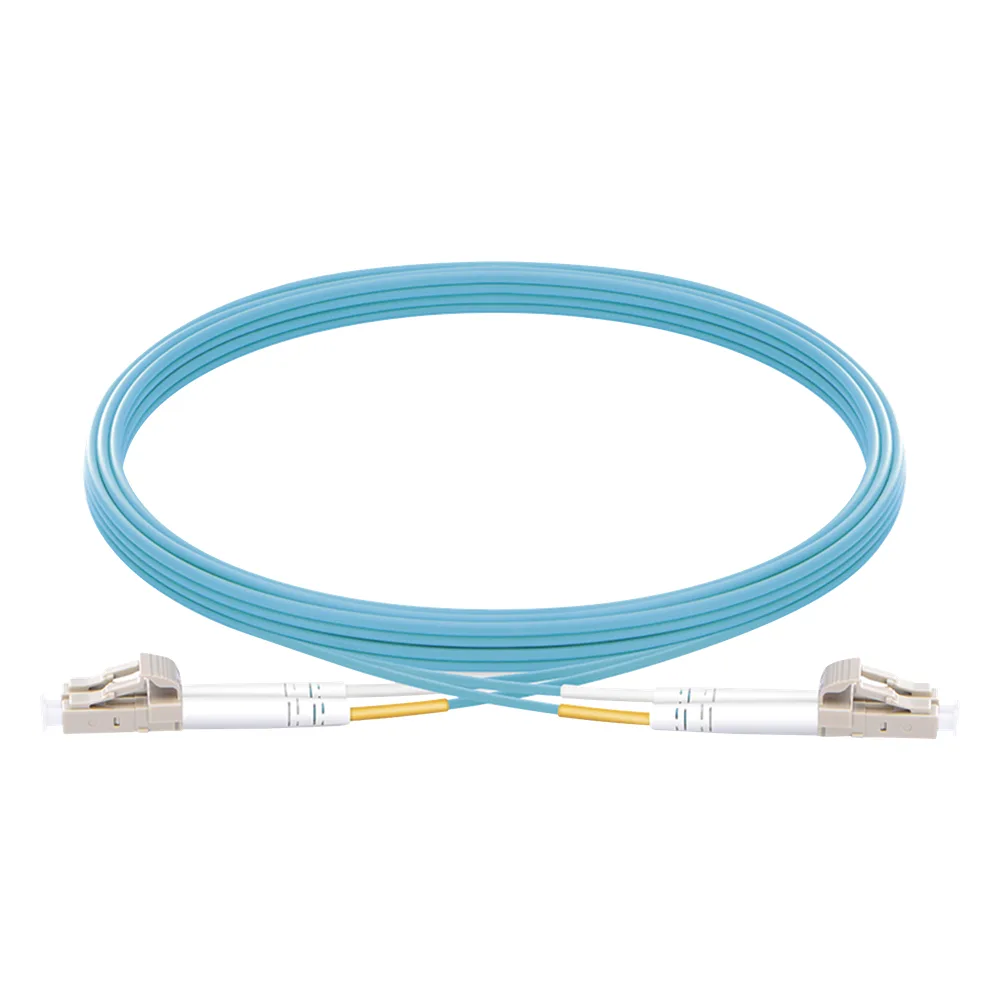 Jumper de Fibra Óptica Multimodo OM3 50/125 LC-LC OFNR (Riser), 2.0 mm, Dúplex, Aqua, 5 Metros (16.40 Pies)