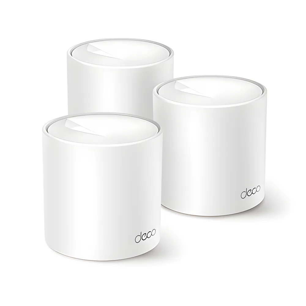 Kit 3 Routers Inalámbricos MESH Interior para Hogar / Doble Banda Wi-Fi 6 AX1500 Mbps / 2 Puerto Gigabit WAN/LAN / 2 Antenas Internas / Administración Mediante la App Deco (iOS, Android) / Protección HomeShield