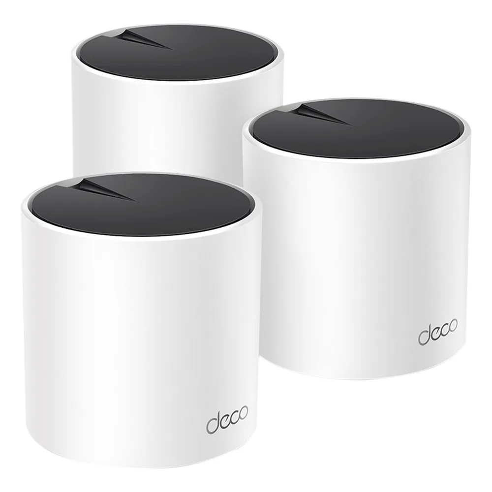 Kit 3 Routers Inalámbricos MESH Interior para Hogar / Doble Banda Wi-Fi 6 AX3000 Mbps / 3 Puerto Gigabit WAN/LAN / 2 Antenas Internas / Administración Mediante la App Deco (iOS, Android) / Protección HomeShield