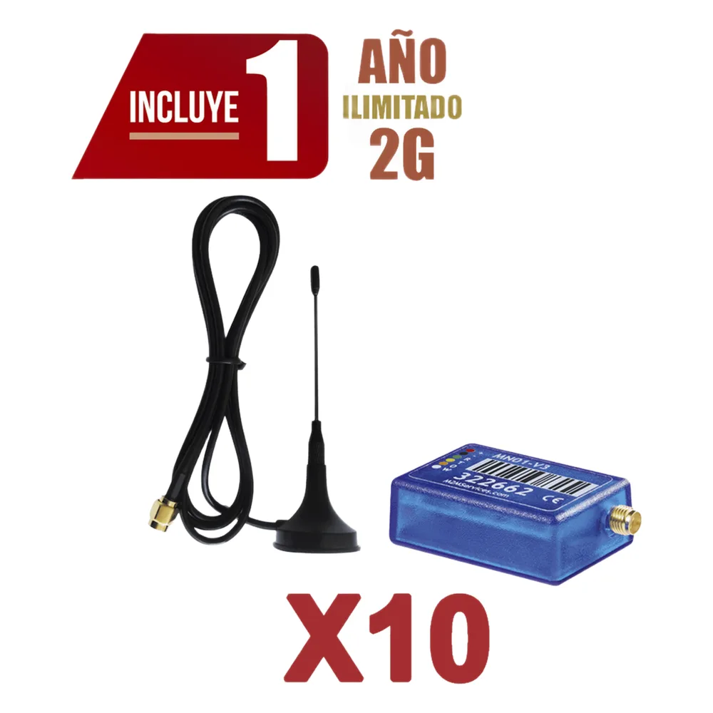 KIt de 10 Comunicadores de Alarma MINI012G con Antena 2G / Incluyen 1 Año de Cobertura / Aplicación Gratuita / Cero Configuración / Compatible Honeywell/DSC/CROW/PIMA