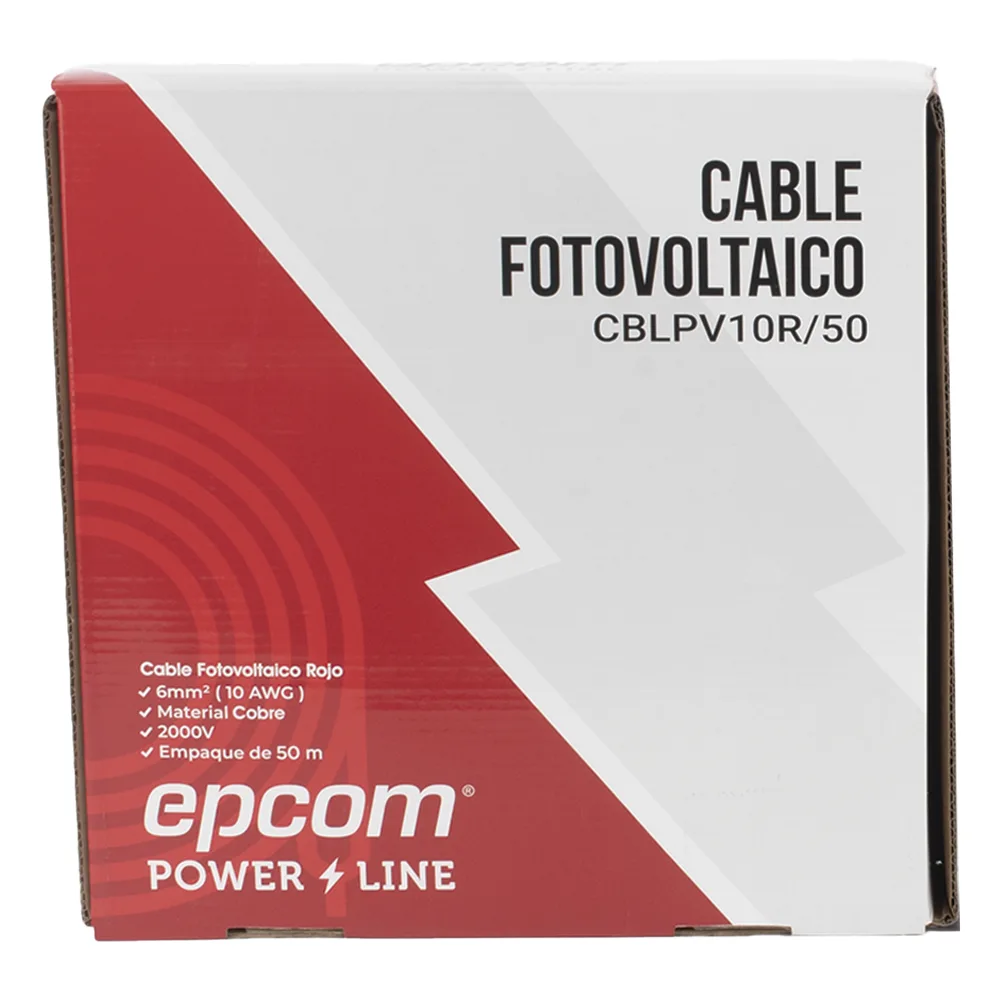 Kit de 2 rollos de 50 metros de cable fotovoltaico de cobre, rojo y negro, calibre 10 AWG (6mm²), Tipo PV,  1000/2000 V y 120°C. – vista 2