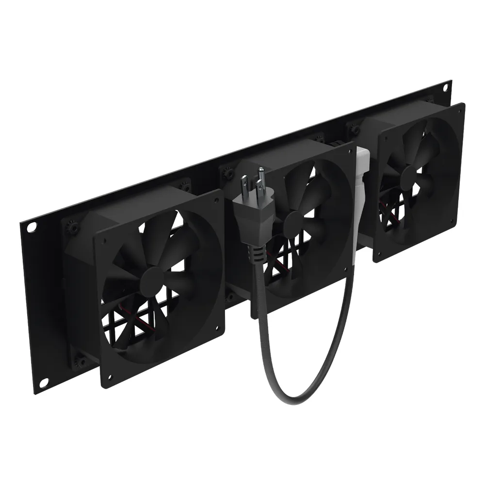Kit de 3 Ventilador 110 Vca (12 x 12 cm) con Clavija 5-15P. Para instalación en Postes Rack