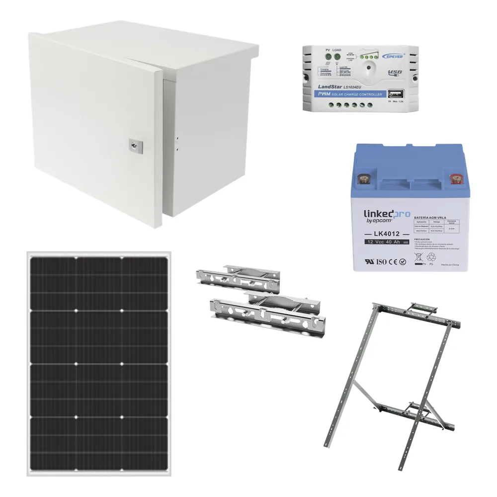 Kit de Alimentación PV para CCTV 12 Vcc Hasta Máximo 14 Watts para Cámara y Enlace