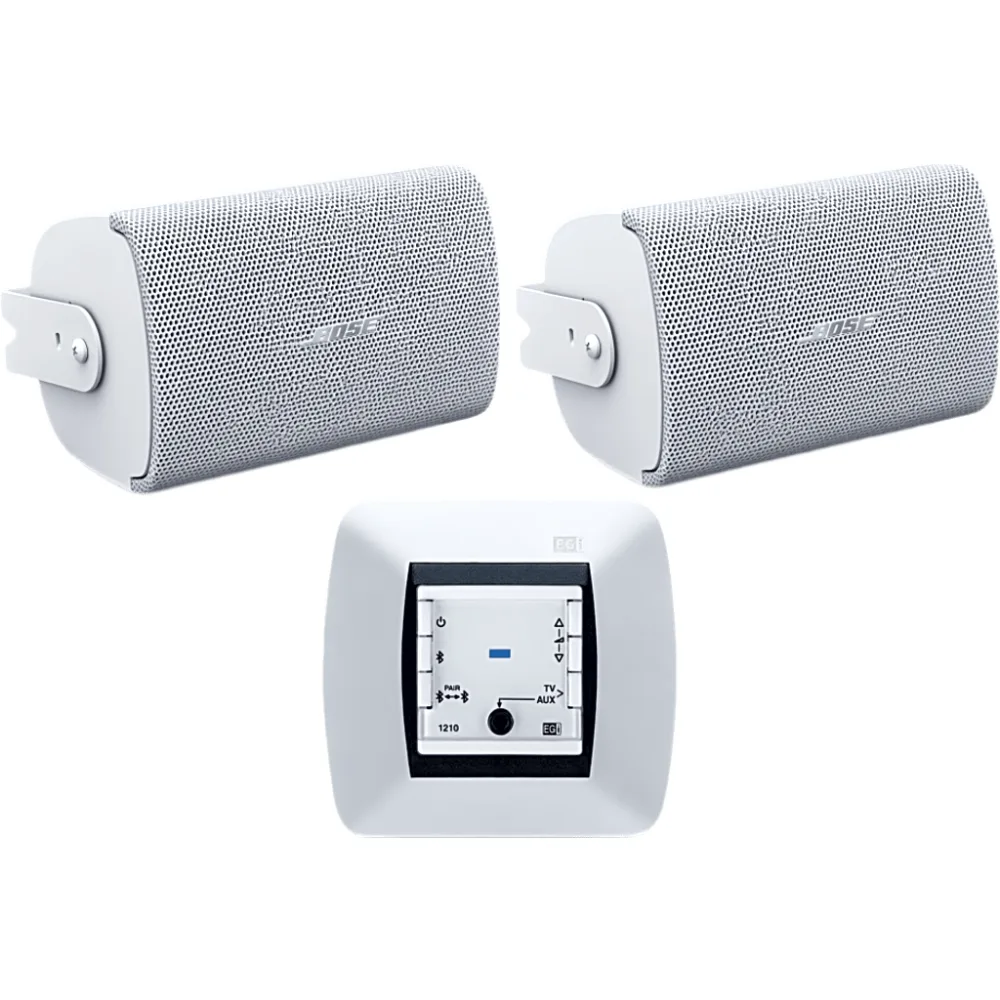 Kit de Audio Residencial | Mando Bluetooth EGI 121010H + Par de Bocinas de Superficie BOSE FS2SEW | 2+2W RMS | Blanco | IP55