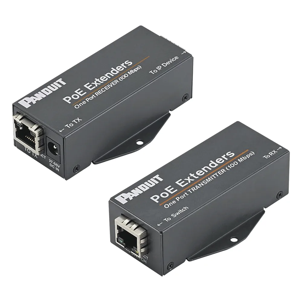 Kit de Extensor PoE/PoE+, Hasta 610 Metros (2000 ft) con Cable Cat5e o Cat6, 10/100Mbps, Incluye Transmisor, Receptor y Fuente de Alimentación