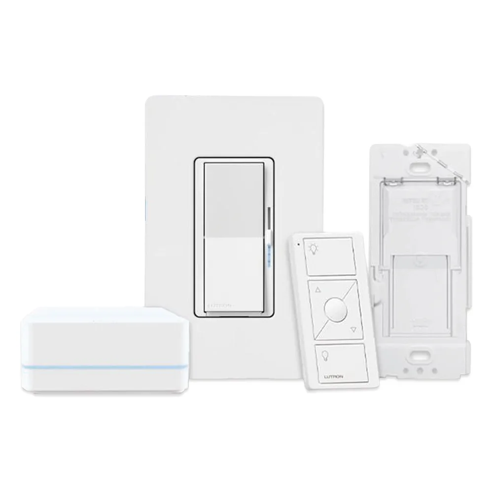 Kit de inicio Caseta Wireless con hub, atenuador de pared Diva de 150 W LED o 600 W incandescente sin neutro, control Pico, tapa y adaptador de pared, compatible con Apple HomeKit – vista 3