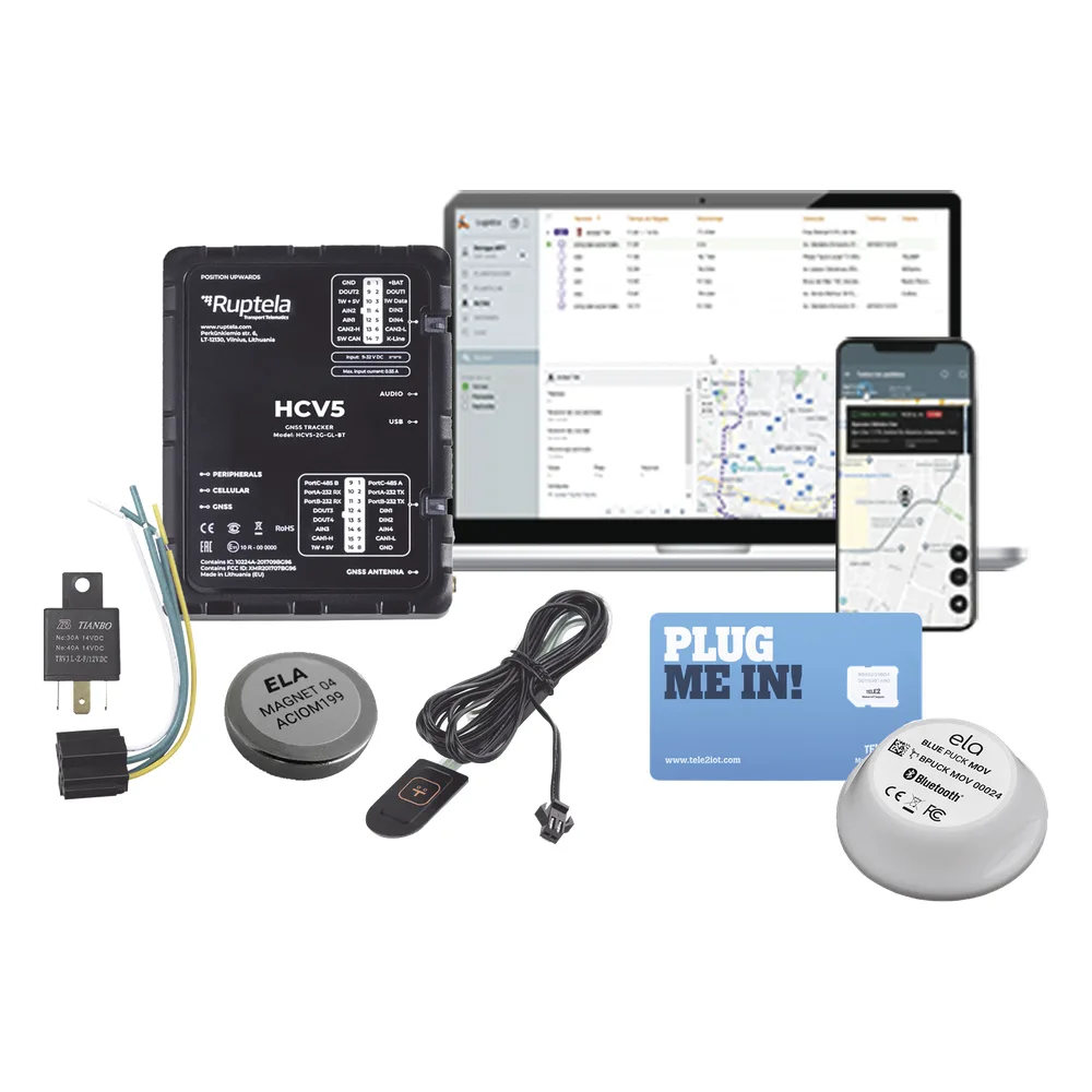 Kit de Localizador 4G LTE / Incluye MICROSIM30M2M + datos por 1 mes + 1 EPCOMGPSMENSUAL + 12RELAY + Botón SOS + BLUEPUCKRHT