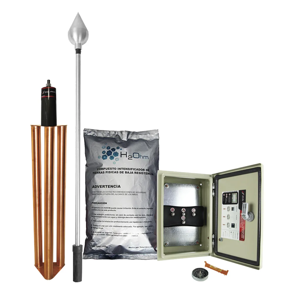 Kit de Pararrayo con Punta en Acero Inoxidable con Diámetro de Protección de 160 metros.