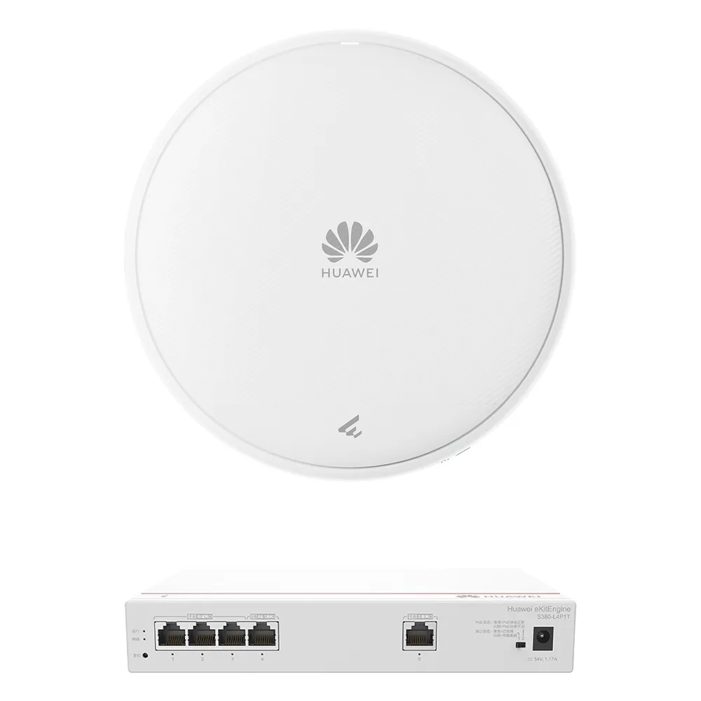Kit de Router Multi-Servicio / 1 puerto 10/100/1000 Mbps(WAN) / 4 puertos 10/100/1000 Mbps(LAN) PoE / 50W + Punto de Acceso Wi-Fi 7 / 3.57 Gbps / MU-MIMO 2x2 (2.4GH y 5GHz) / Smart Antenna más cobertura / Instalación en techo y pared