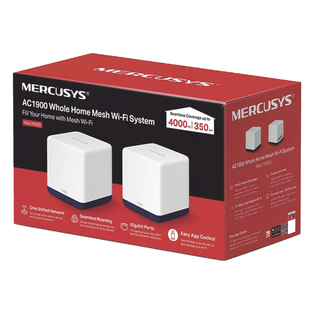 KIT de Sistema Inalámbrico H50G Mesh / Doble banda 2.4GHz y 5GHz AC 1900Mbps / 3 Puertos 10/100/1000 Mbps / Control vía App / Roaming Continuo – vista 3