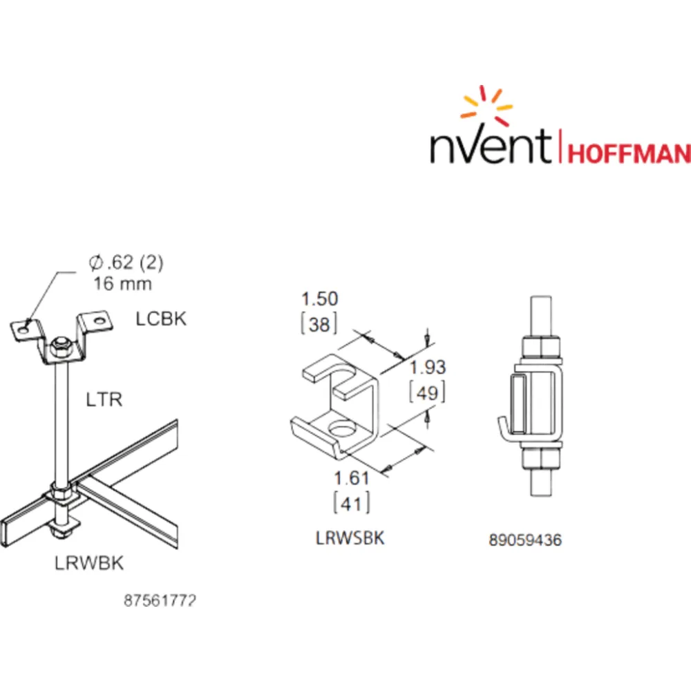 Kit de Soporte a Techo / Para Charola Tipo Escalerilla / Acero Dulce / Acabado Plateado / Varilla 5/8 in (16 mm) – vista 2
