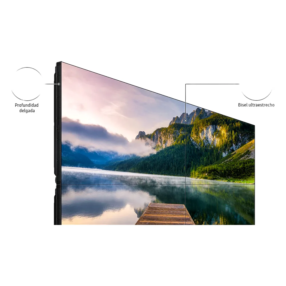 KIT de Video wall LCD 2x2 4 pantallas de 55" VM55BU para conexion daisy chain, incluye montajes de pared Peerless DS-VW765-LAND, Tamaño 109" (2x2) 2.42 x 1.36m – vista 3