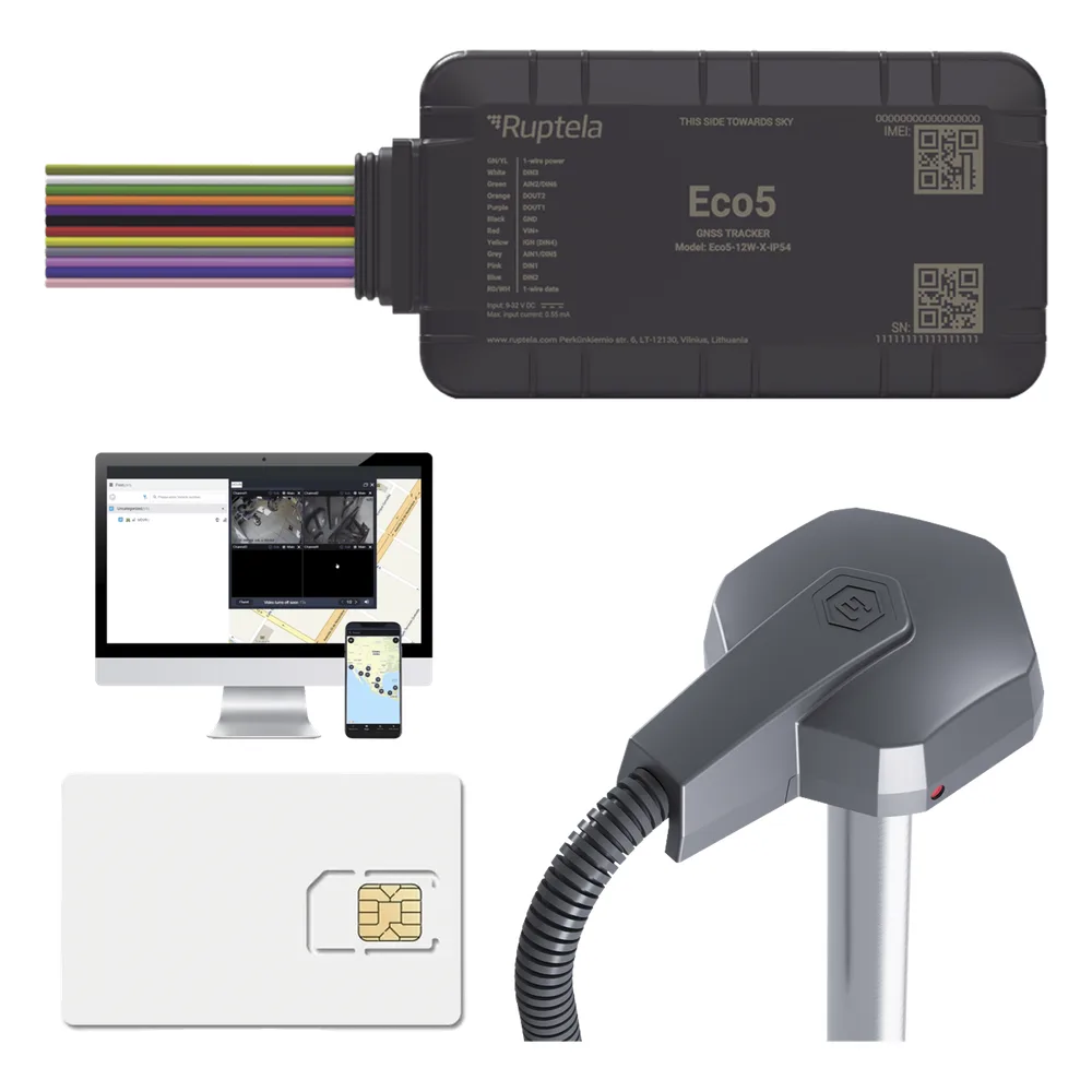 KIT Dispositivo de Rastreo Vehicular/ Sensor nivel de combustible cableado / Conectividad LTE Cat1 y LTE-M / BLE 5.0 / GNSS U-blox / Carcasa IP54 / Batería Interna de Respaldo / Detecta Interferencias / Incluye: EPCOMGPSCODE, TD6001000 y SIM500MB2Y