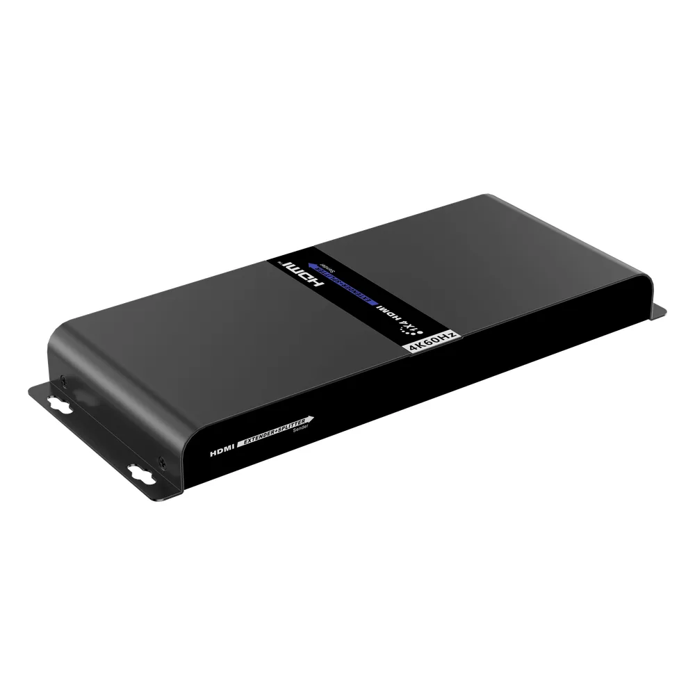 Kit Divisor y Extensor HDMI (Extender Splitter) | Divide 1 Fuente HDMI a 4 Pantallas | Extiende la señal HDMI hasta 120 m | Resolución 4Kx2K @ 60 Hz | Cat 6/6a | Uso 24/7 | Longitud del cable autoajustable