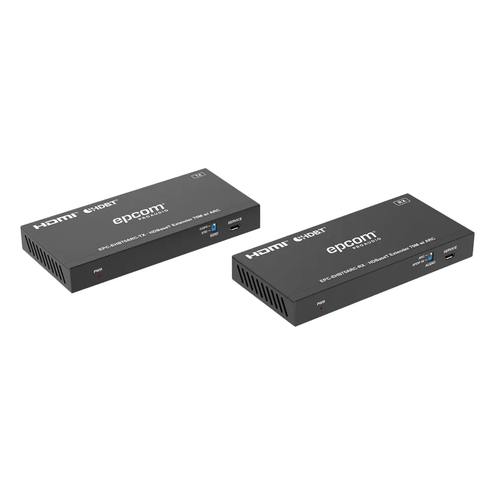 Kit Extensor HDMI | HDBaseT | 70m en 4K@60Hz | Cat5e/6 | Gestión Avanzada EDID | Soporta ARC | Control IR Bidireccional | RS232 | PoC