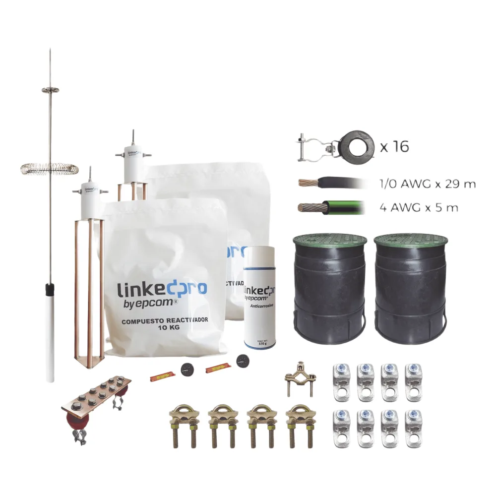 Kit Pararrayo LINKEDPRO con Accesorios de Instalación en Torre de Hasta 24 m de Altura.