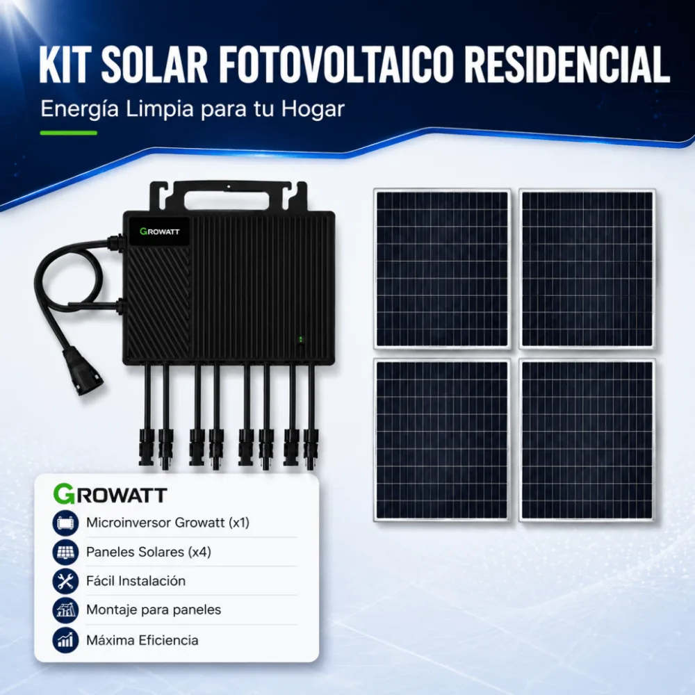 Kit Solar Interconexion  / 2.5kW  220Vca / Microinversores Growatt / Montaje Incluido – vista 2